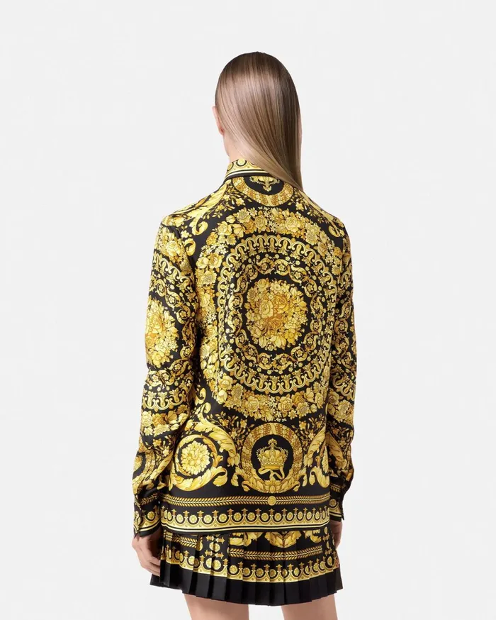 Shirts and Tops Women Versace Barocco Silk Shirt Blackprint