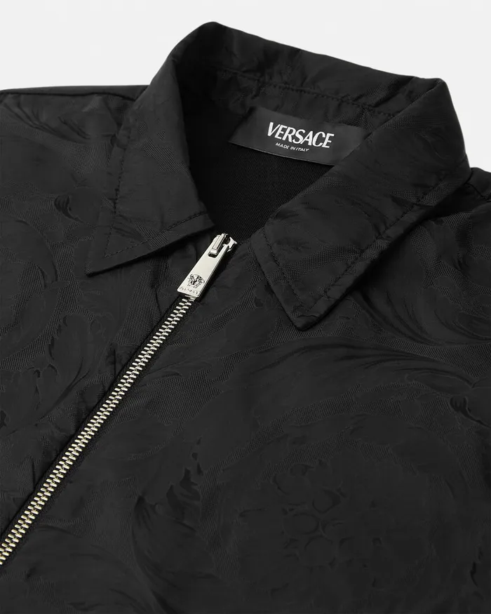 Shirts Kids Versace Barocco Jacquard Nylon Shirt Black