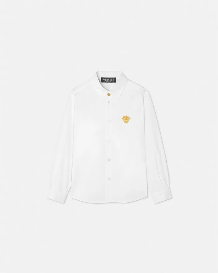 Shirts Kids Versace Embroidered Medusa Shirt Whiteprint