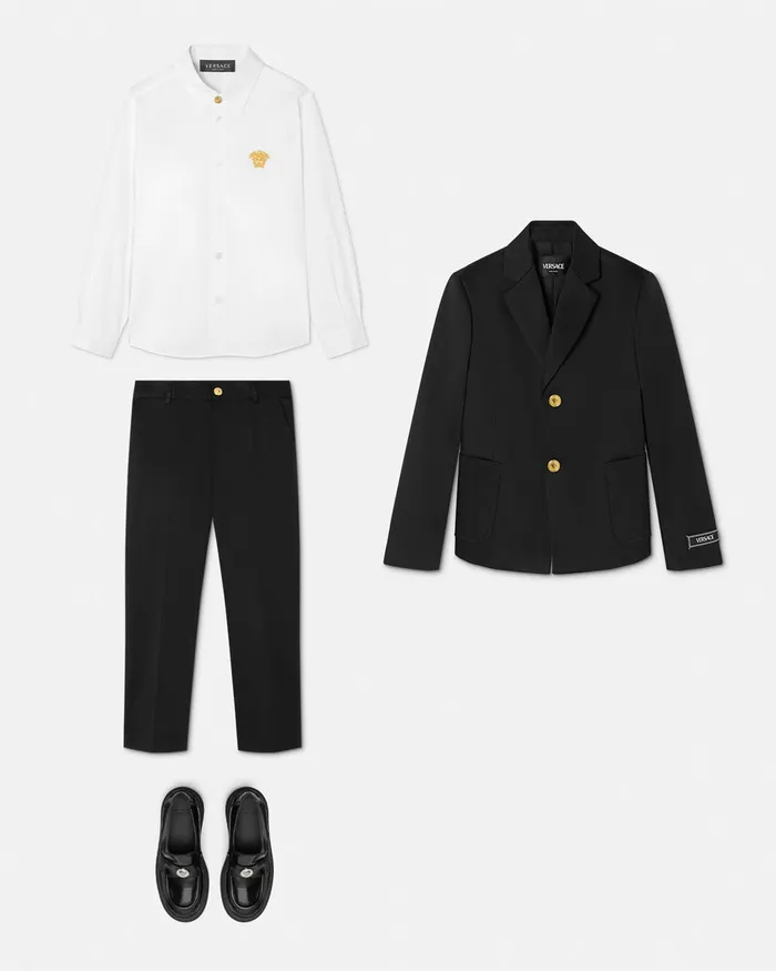 Shirts Kids Versace Embroidered Medusa Shirt Whiteprint