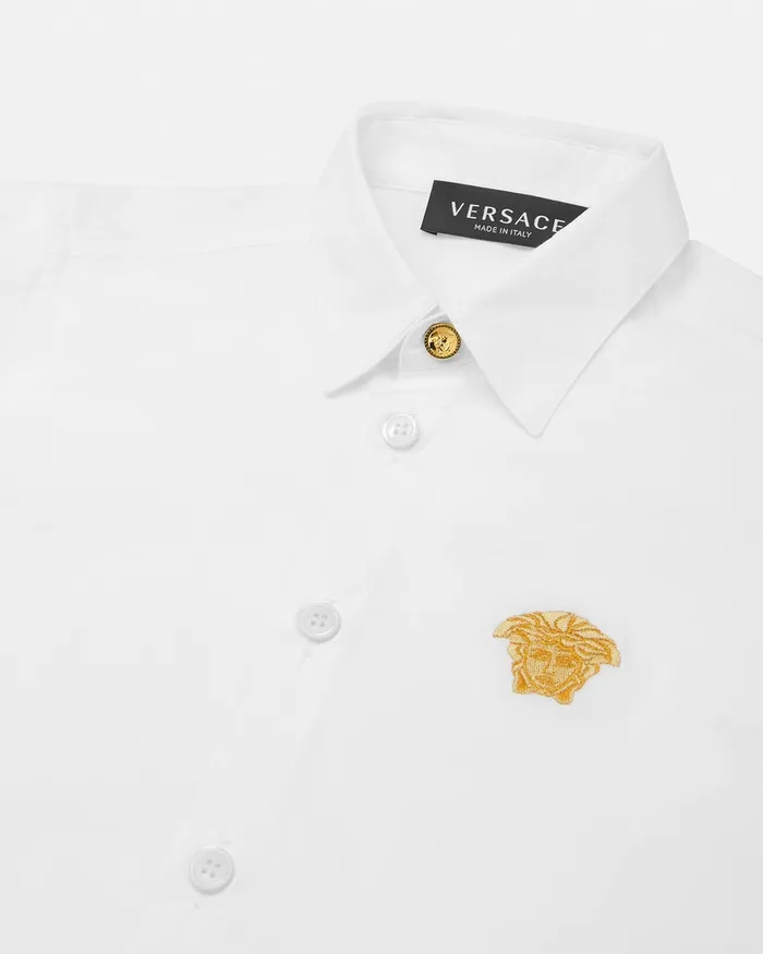 Shirts Kids Versace Embroidered Medusa Shirt Whiteprint