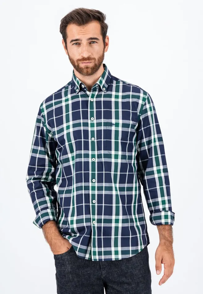 Shirts Men FYNCHHATTON Carroted Shirt With Buttondown Collar Navy