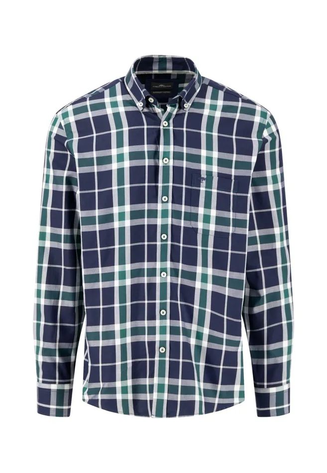 Shirts Men FYNCHHATTON Carroted Shirt With Buttondown Collar Navy