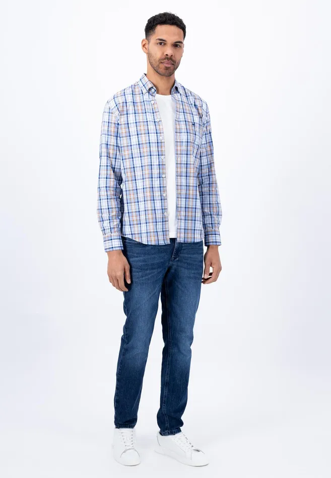 Shirts Men FYNCHHATTON Checked Buttondown Shirt Crystal Blueimpalaleaf Greenorient Red Shirts Men FYNCHHATTON Checked Buttondown Shirt Crystal Blueimpalaleaf Greenorient Red