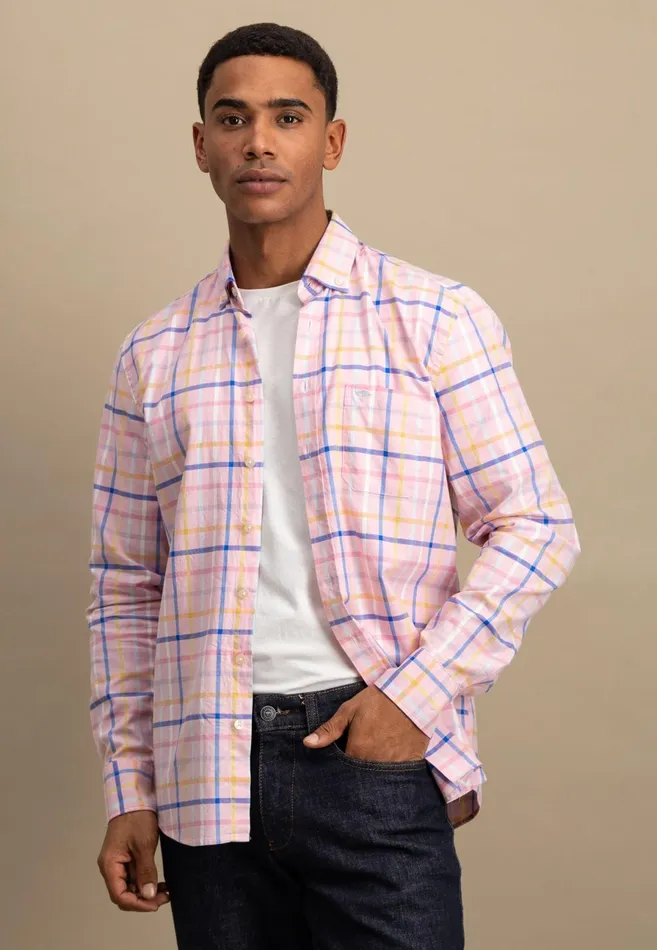 Shirts Men FYNCHHATTON Checked Cotton Shirt With Buttondown Collar Vivid Yellowpee