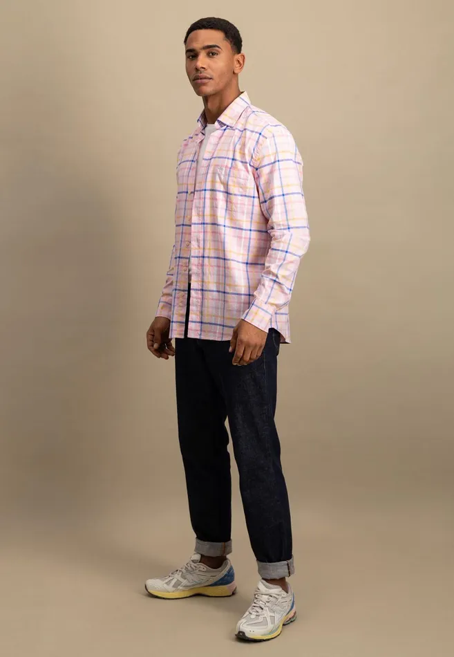 Shirts Men FYNCHHATTON Checked Cotton Shirt With Buttondown Collar Vivid Yellowpee