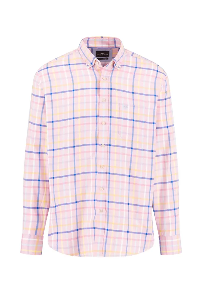 Shirts Men FYNCHHATTON Checked Cotton Shirt With Buttondown Collar Vivid Yellowpee