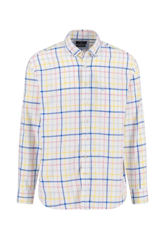 Shirts Men FYNCHHATTON Checked Cotton Shirt With Buttondown Collar Vivid Yellowpee