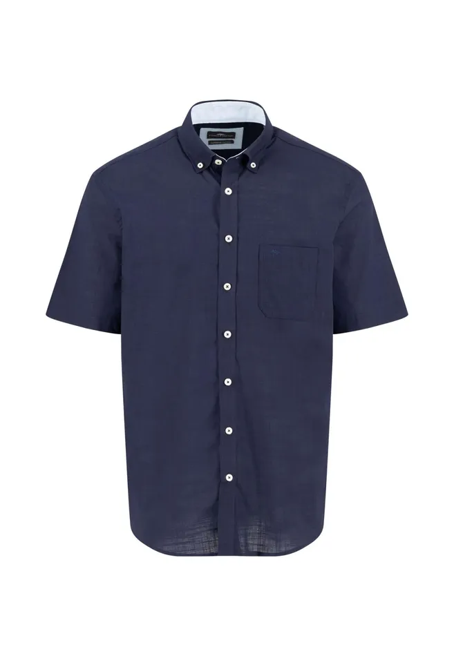 Shirts Men FYNCHHATTON Halbbar Shirt Made Of 100 Soft Cotton Peesummer Breezenavywhite