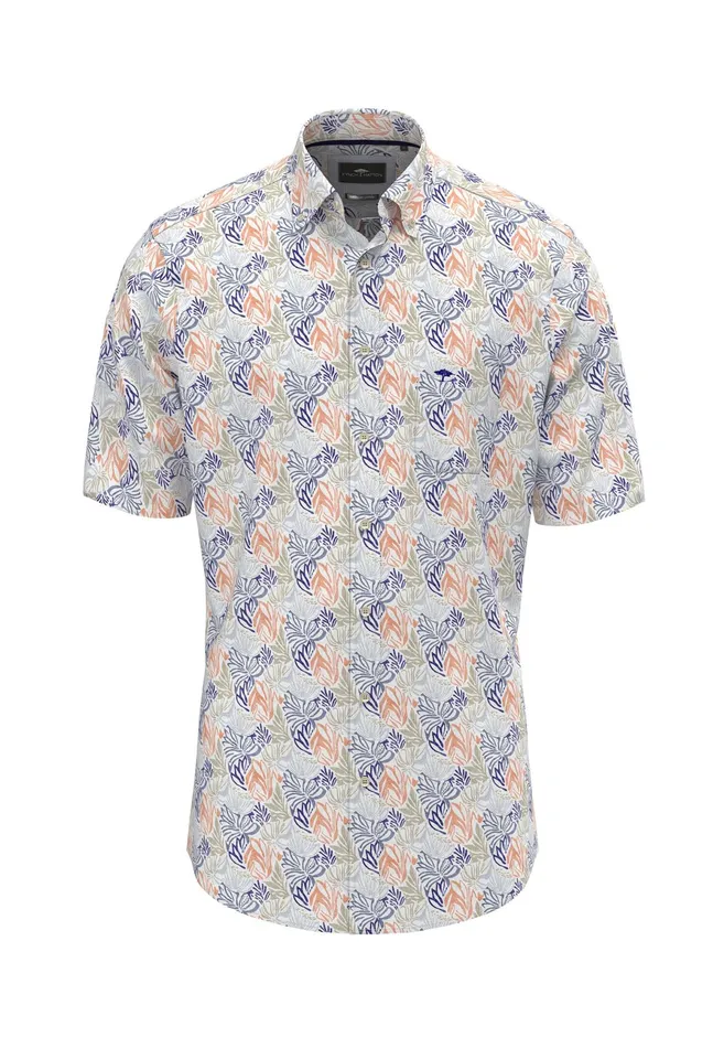 Shirts Men FYNCHHATTON Halklm Shirt With A Summer Print Sunny Orangenavy