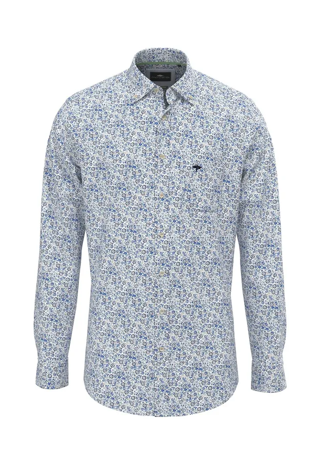 Shirts Men FYNCHHATTON Shirt With Buttondown Collar And Botanical Print Strong Bluenavy Shirts Men FYNCHHATTON Shirt With Buttondown Collar And Botanical Print Strong Bluenavy