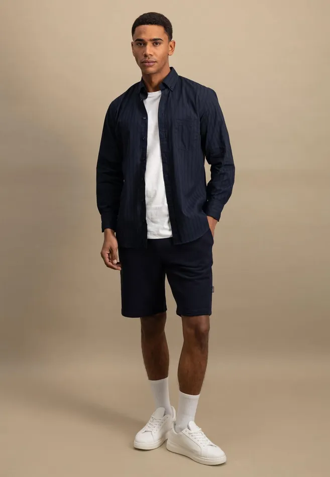 Shirts Men FYNCHHATTON Shirt With Buttondown Collar Summer Breezenavywhite