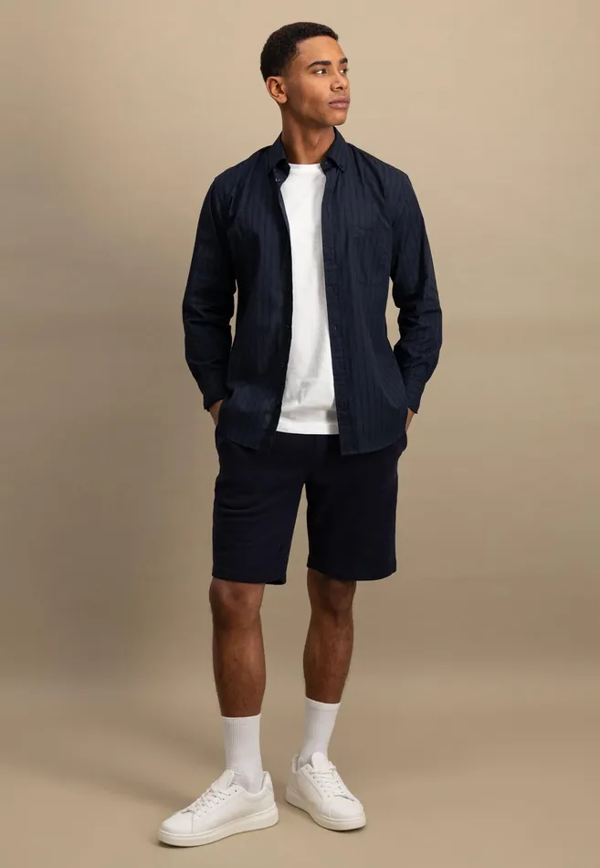 Shirts Men FYNCHHATTON Shirt With Buttondown Collar Summer Breezenavywhite