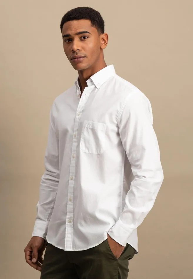 Shirts Men FYNCHHATTON Shirt With Buttondown Collar Summer Breezenavywhite