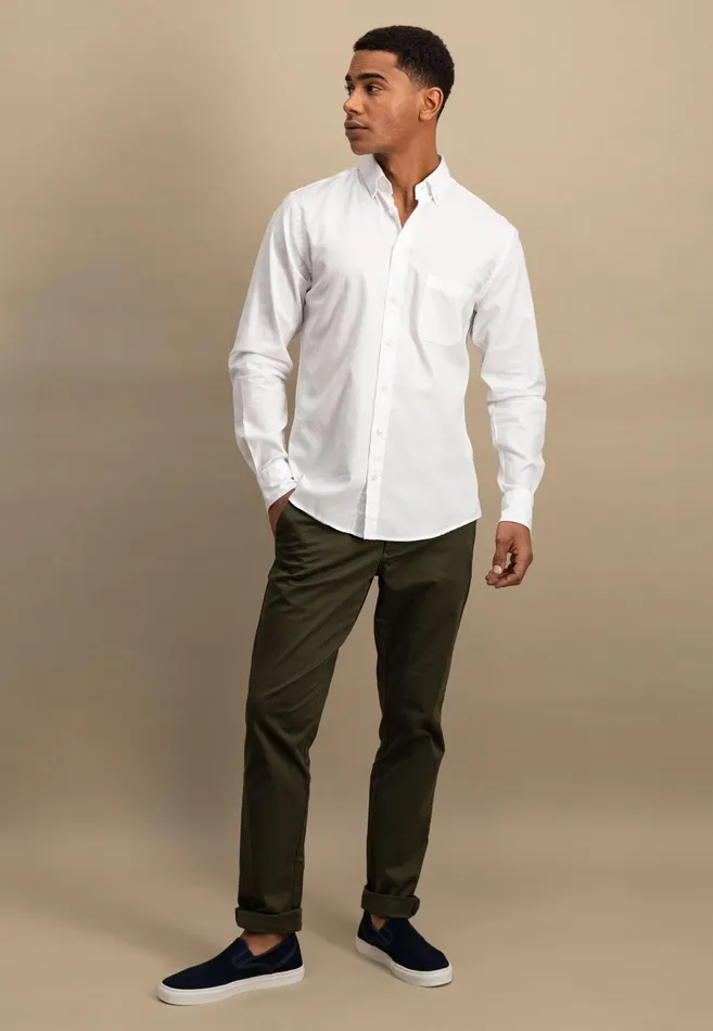 Shirts Men FYNCHHATTON Shirt With Buttondown Collar Summer Breezenavywhite