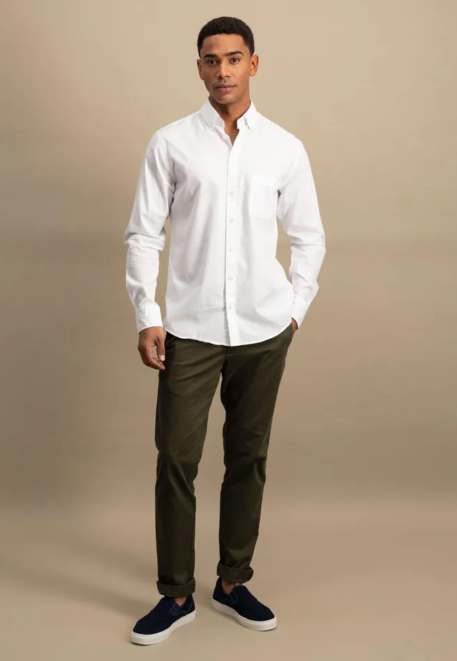 Shirts Men FYNCHHATTON Shirt With Buttondown Collar Summer Breezenavywhite