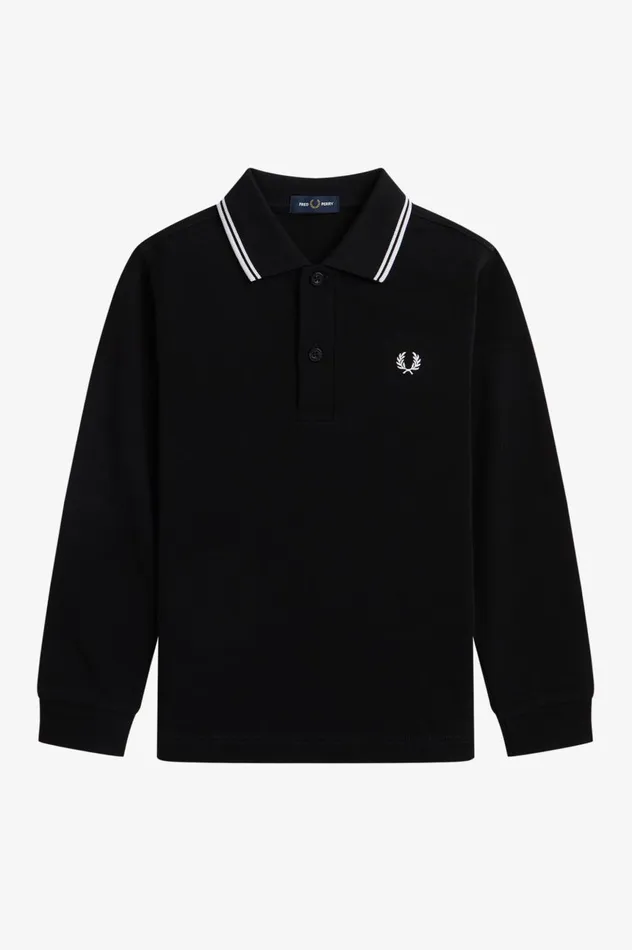 Shop The ShirtKids Long Sleeve Twin Tipped Shirt Blackwhite Fred Perry Kids