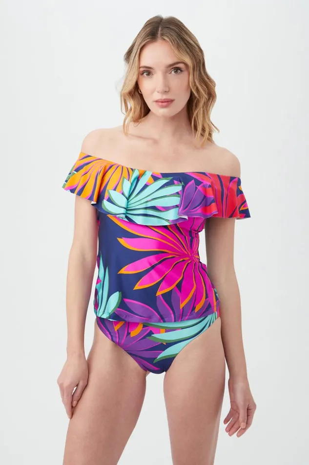 SHOP Trina Turk MATCHING SWIM SETS WOMEN039S WAILEA OFF THE SHOULDER RUFFLE TANKINI SWIM TOP