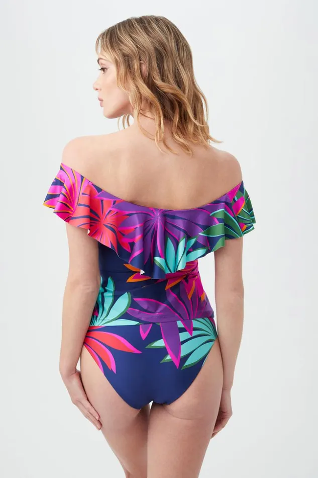 SHOP Trina Turk MATCHING SWIM SETS WOMEN039S WAILEA OFF THE SHOULDER RUFFLE TANKINI SWIM TOP