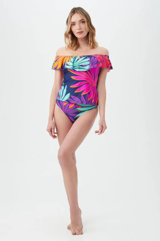 SHOP Trina Turk MATCHING SWIM SETS WOMEN039S WAILEA OFF THE SHOULDER RUFFLE TANKINI SWIM TOP