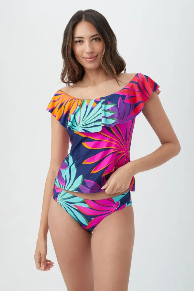 SHOP Trina Turk MATCHING SWIM SETS WOMEN039S WAILEA OFF THE SHOULDER RUFFLE TANKINI SWIM TOP