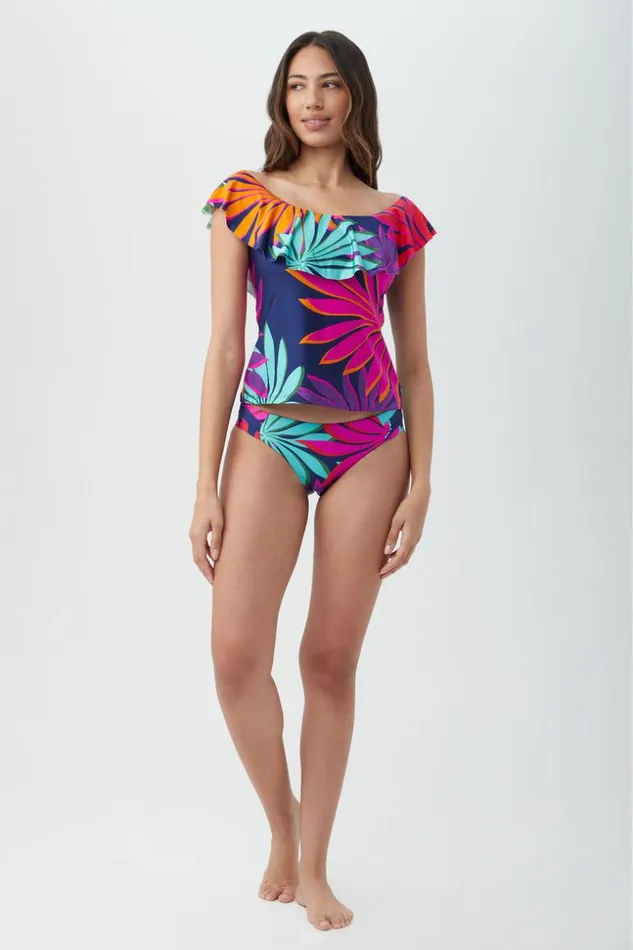 SHOP Trina Turk MATCHING SWIM SETS WOMEN039S WAILEA OFF THE SHOULDER RUFFLE TANKINI SWIM TOP