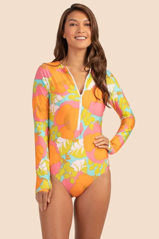 SHOP Trina Turk ONE PIECE SWIMWEAR PLAYA DE FLOR HALF ZIP LONG SLEEVE PADDLE SUIT SHOP Trina Turk ONE PIECE SWIMWEAR PLAYA DE FLOR HALF ZIP LONG SLEEVE PADDLE SUIT