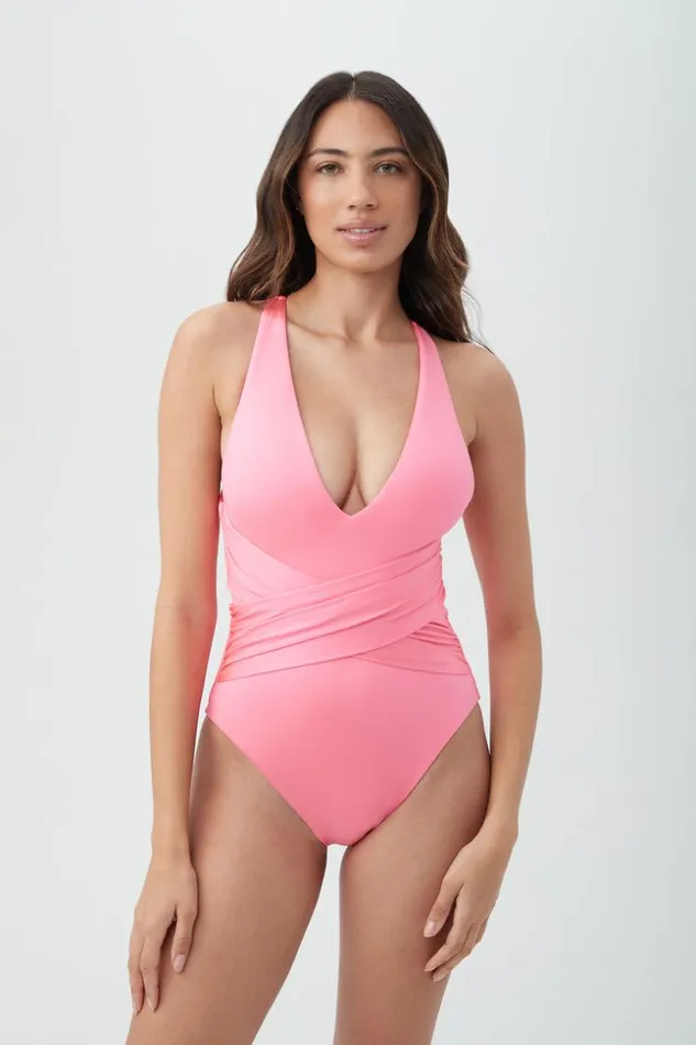 SHOP Trina Turk ONE PIECE SWIMWEAR WOMEN039S MONACO WRAP FRONT PLUNGE ONE PIECE SWIMSUIT