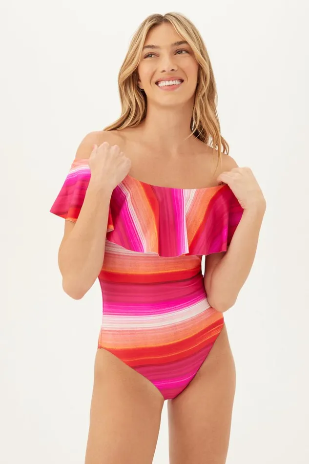 SHOP Trina Turk ONE PIECE SWIMWEAR WOMEN039S SOLSTICE OFF THE SHOULDER RUFFLE ONE PIECE SWIMSUIT