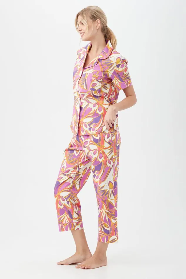 SHOP Trina Turk WOMEN039S SLEEPWEAR SENEGAL GARDEN WOMEN039S SHORT SLEEVE CROPPED PANT JERSEY PJ SET