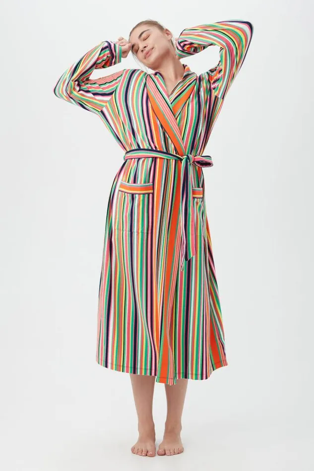 SHOP Trina Turk WOMEN039S SLEEPWEAR STRIPE ROBE DE CHAMBRE