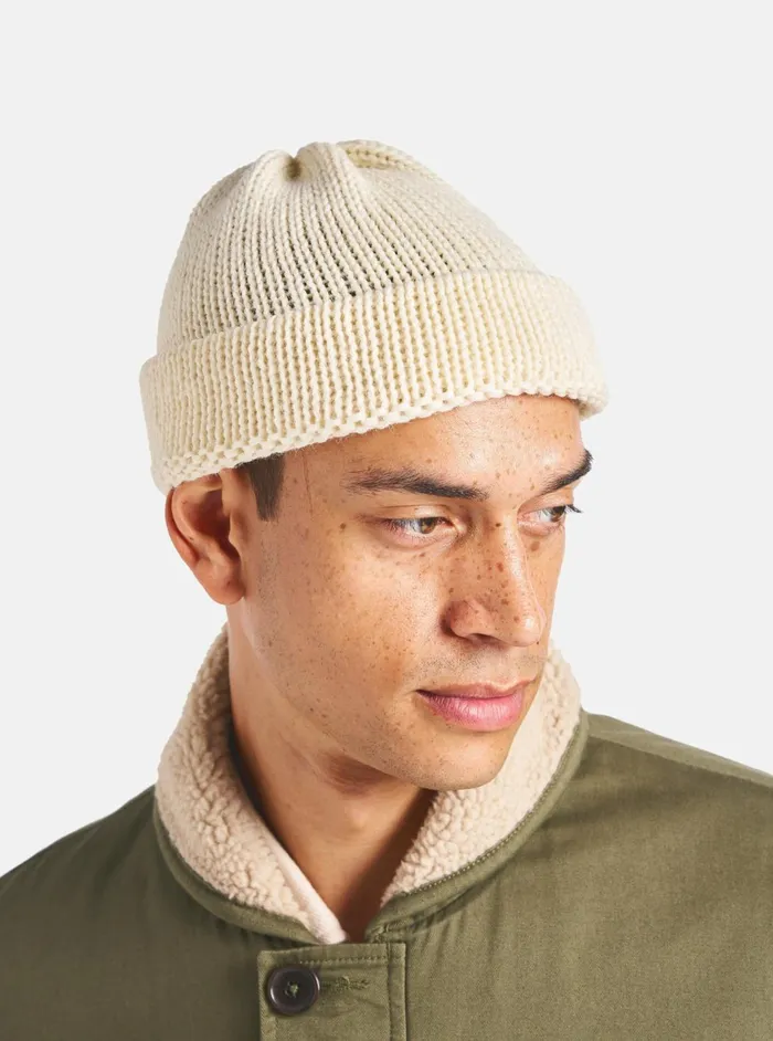 Short Watch Cap In Ecru British Wool Men Universal Works Hats