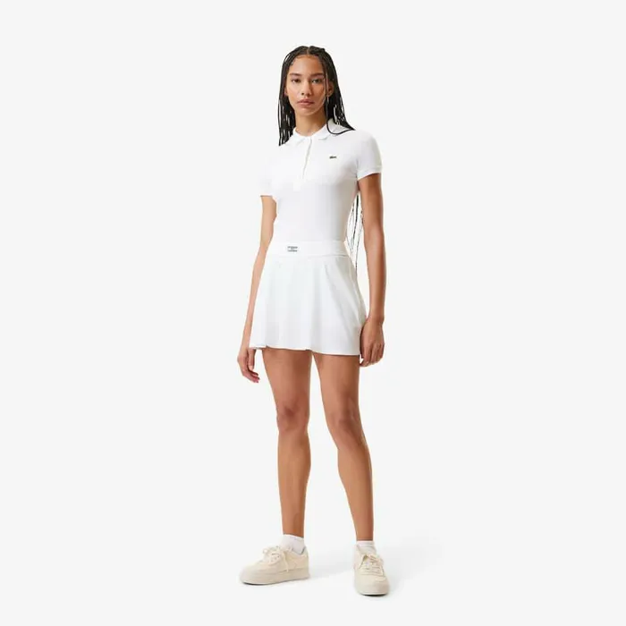 Shorts and Skirts Women Lacoste Women039s Pleated Back UltraDry Tennis Skirt White Green Pi2