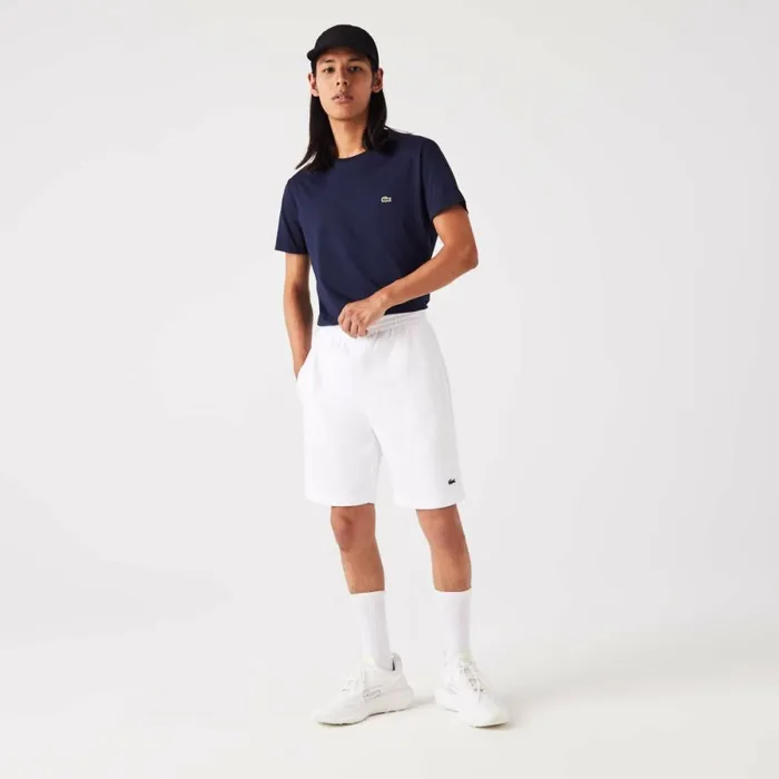 Shorts and Swim Men Lacoste Men039s Regular Fit Fleece Shorts White 001
