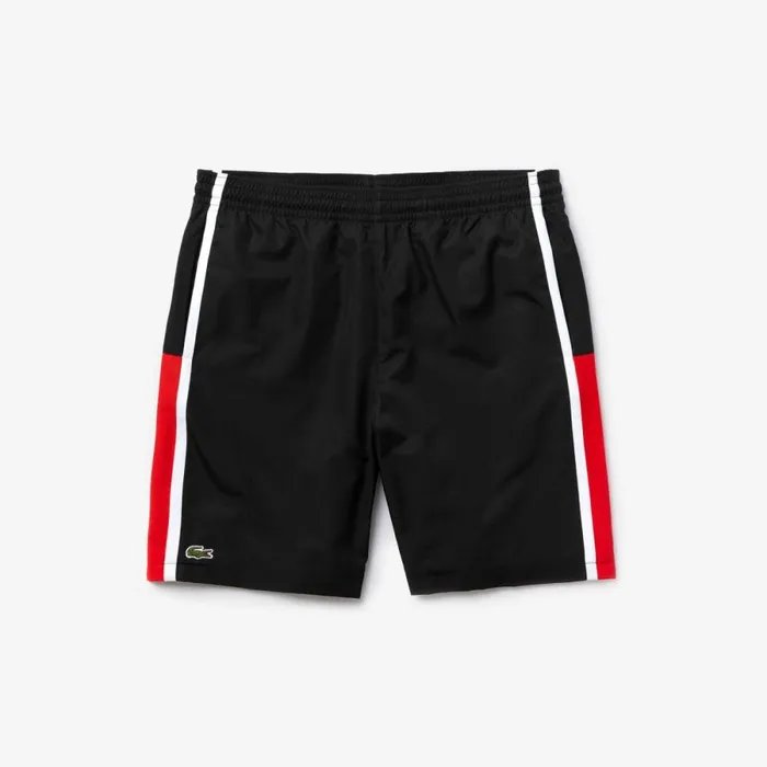 Shorts and Swim Men Lacoste Men039s Sport Colorblock Panels Lightweight Shorts Black Red White G54