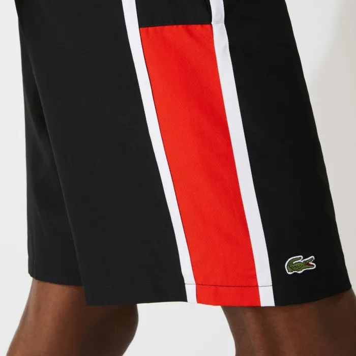 Shorts and Swim Men Lacoste Men039s Sport Colorblock Panels Lightweight Shorts Black Red White G54