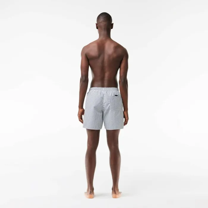 Shorts and Swim Men Lacoste Men039s Striped Swimming Trunks Navy Blue White Hhw