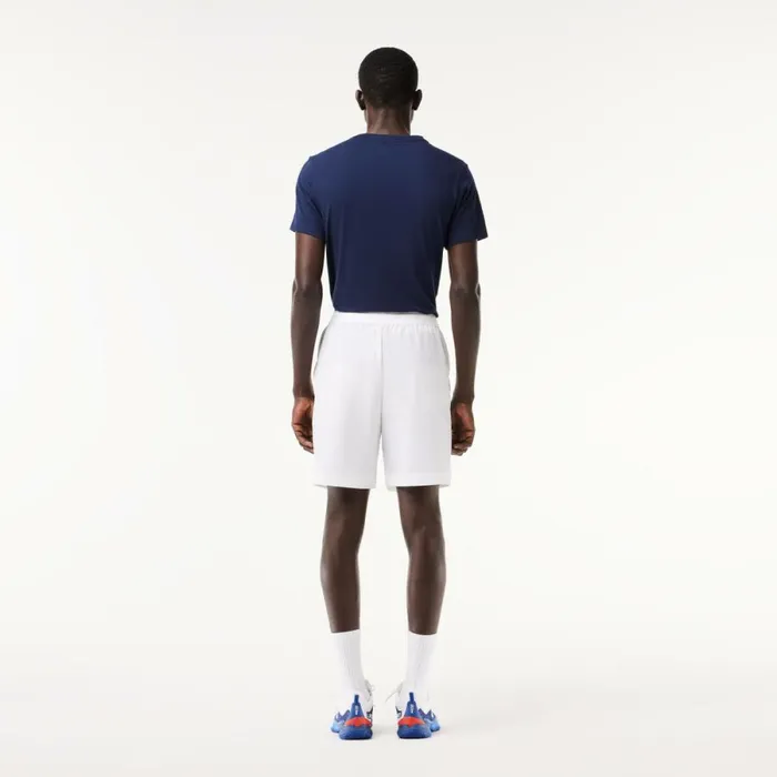 Shorts and Swim Men Lacoste Men039s UltraDry Regular Fit Tennis Shorts White 001