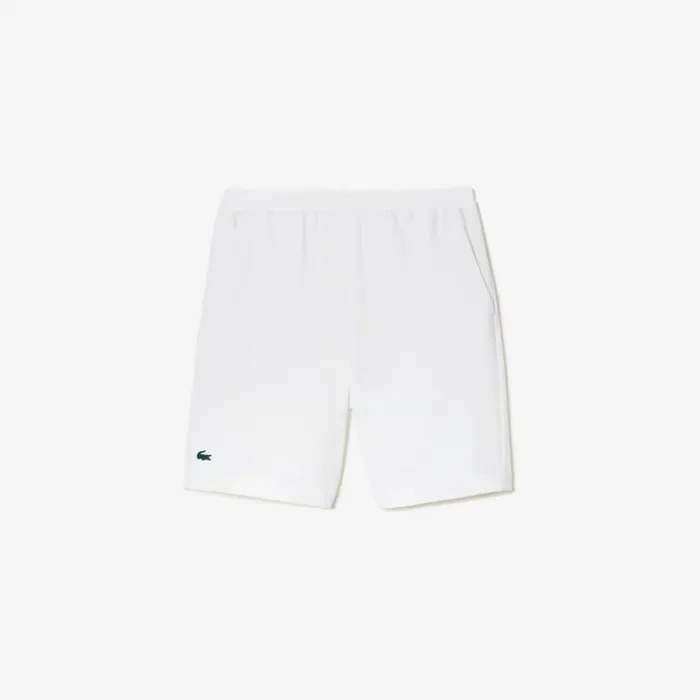 Shorts and Swim Men Lacoste Men039s UltraDry Regular Fit Tennis Shorts White 001