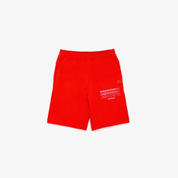 Shorts and Swim Men Lacoste Mens Lacoste Branded Leg Shorts Red S5h