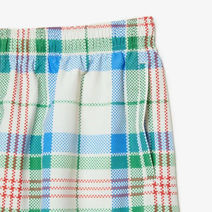 Shorts and Swim Men Lacoste Mens QuickDry Checked Swim Trunks White 2cq