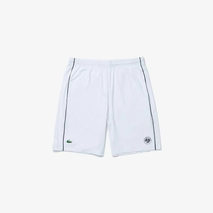 Shorts and Swim Men Lacoste Mens SPORT French Open Edition Lightweight Stretch Shorts White Navy Blue Aj0