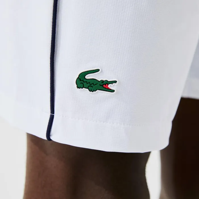 Shorts and Swim Men Lacoste Mens SPORT French Open Edition Lightweight Stretch Shorts White Navy Blue Aj0