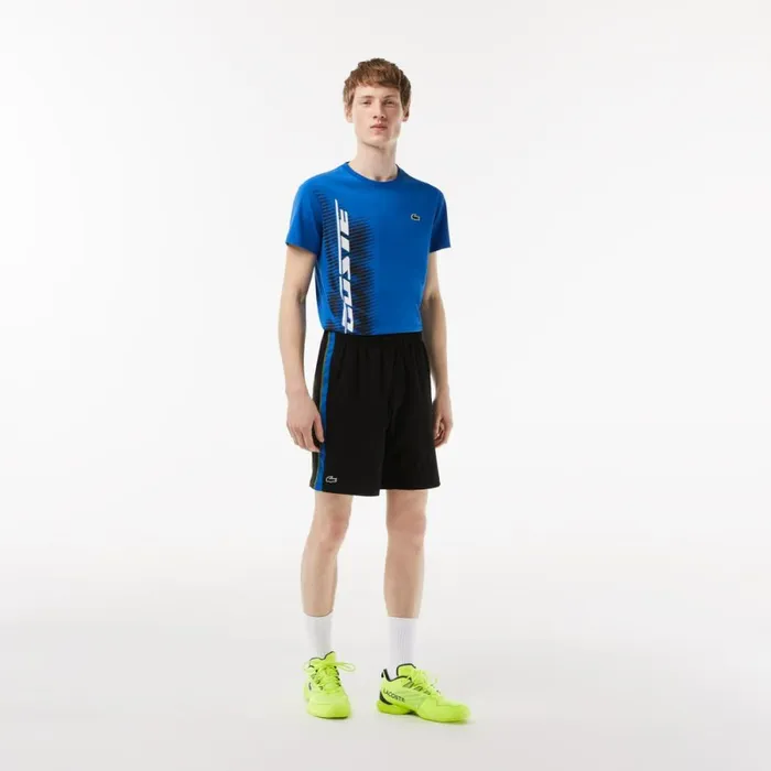 Shorts and Swim Men Lacoste Mens Tennis Shorts Black Blue Yellow Xis