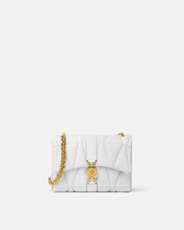 Shoulder and Crossbody Women Versace Kleio Quilted Shoulder Bag White