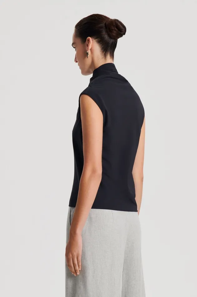 SILK CRAVAT TANK NAVY Tops Scanlan Theodore Women SILK CRAVAT TANK NAVY Tops Scanlan Theodore Women