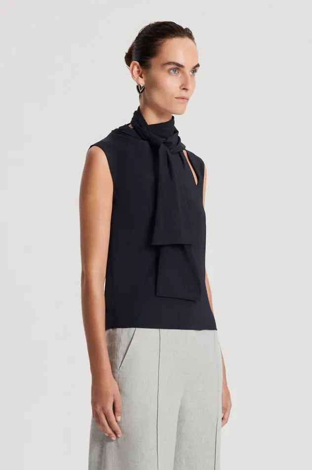 SILK CRAVAT TANK NAVY Tops Scanlan Theodore Women SILK CRAVAT TANK NAVY Tops Scanlan Theodore Women