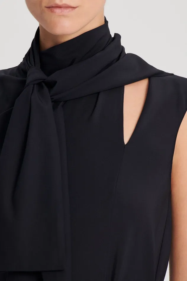 SILK CRAVAT TANK NAVY Tops Scanlan Theodore Women SILK CRAVAT TANK NAVY Tops Scanlan Theodore Women
