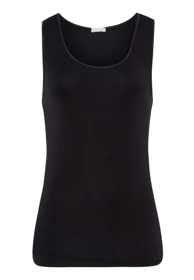 Silk Round Neck Tank Top Black Women HANRO Lounge Tops
