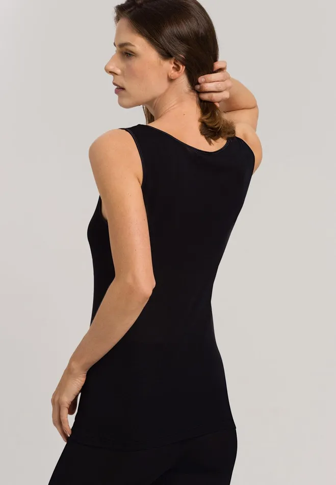 Silk Round Neck Tank Top Black Women HANRO Lounge Tops